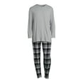 thumbnail image 3 of Hanes Men's and Big Men's Comfortsoft Long Sleeve Crew and Cotton Flannel Pajama Pants Set, 2-Piece, 3 of 5