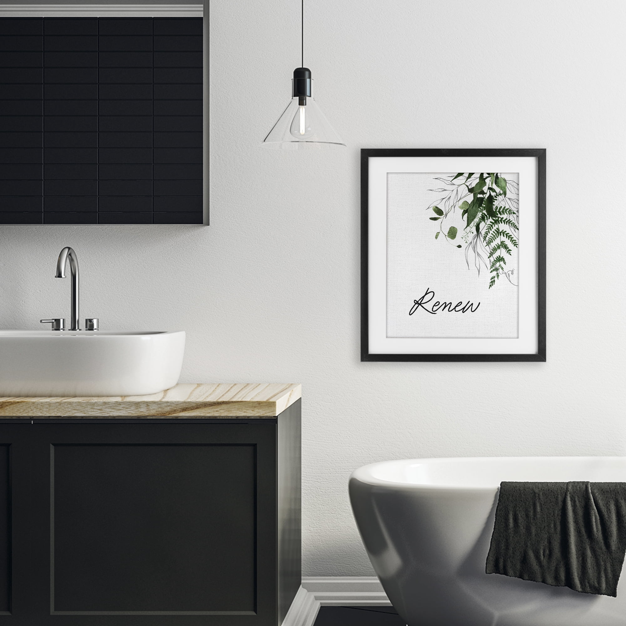 Renew Ferns & Botanicals Black Framed Print Under Glass, design by Lettered and Lined