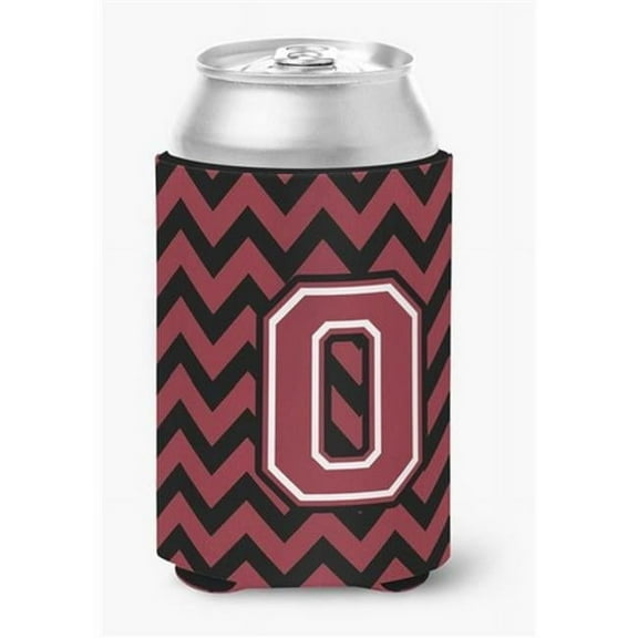 Letter O Chevron Garnet & Black Can or Bottle Hugger