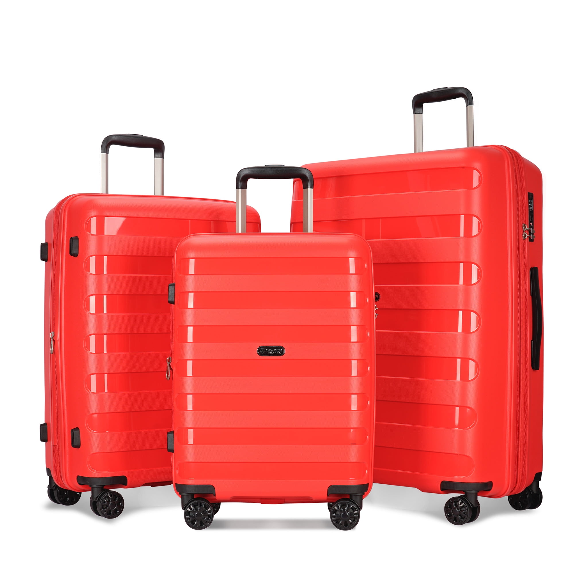 Ginza Travel 3 Piece Expandable Luggage Set,Hardside Suitcse with TSA