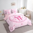 thumbnail image 3 of jejeloiu Chic Western Cowgirl 7-Piece Twin Bedding Sets,Pink Horseshoe Stars Bedding Comforter Set For Girls Kids Reversible, 3 of 8