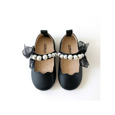 

Bellella Girls Princess Shoe Soft Sole Mary Jane Sandals Magic Tape Flats Elegant Dress Shoes Performance Dance Black 8.5C