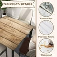 thumbnail image 4 of Wood Grain Square Table Cloth Fitted Tablecloth with Elastic Edge Wooden Texture Tablecloths Waterproof Cloths for Home Dining Garden Party Farmhouse Decor, Fit for 36"x36" Tables, Style-4, 4 of 4