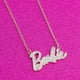 thumbnail image 4 of Collar con el logotipo de Barbie Crystal Script (dorado), cadena de 40 cm, 4 of 5