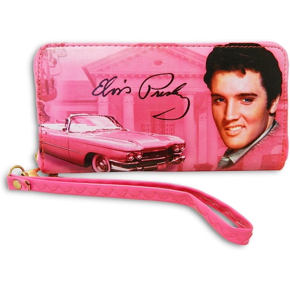 Elvis Presley Pink cadillac and guitars zippered wallet E8755