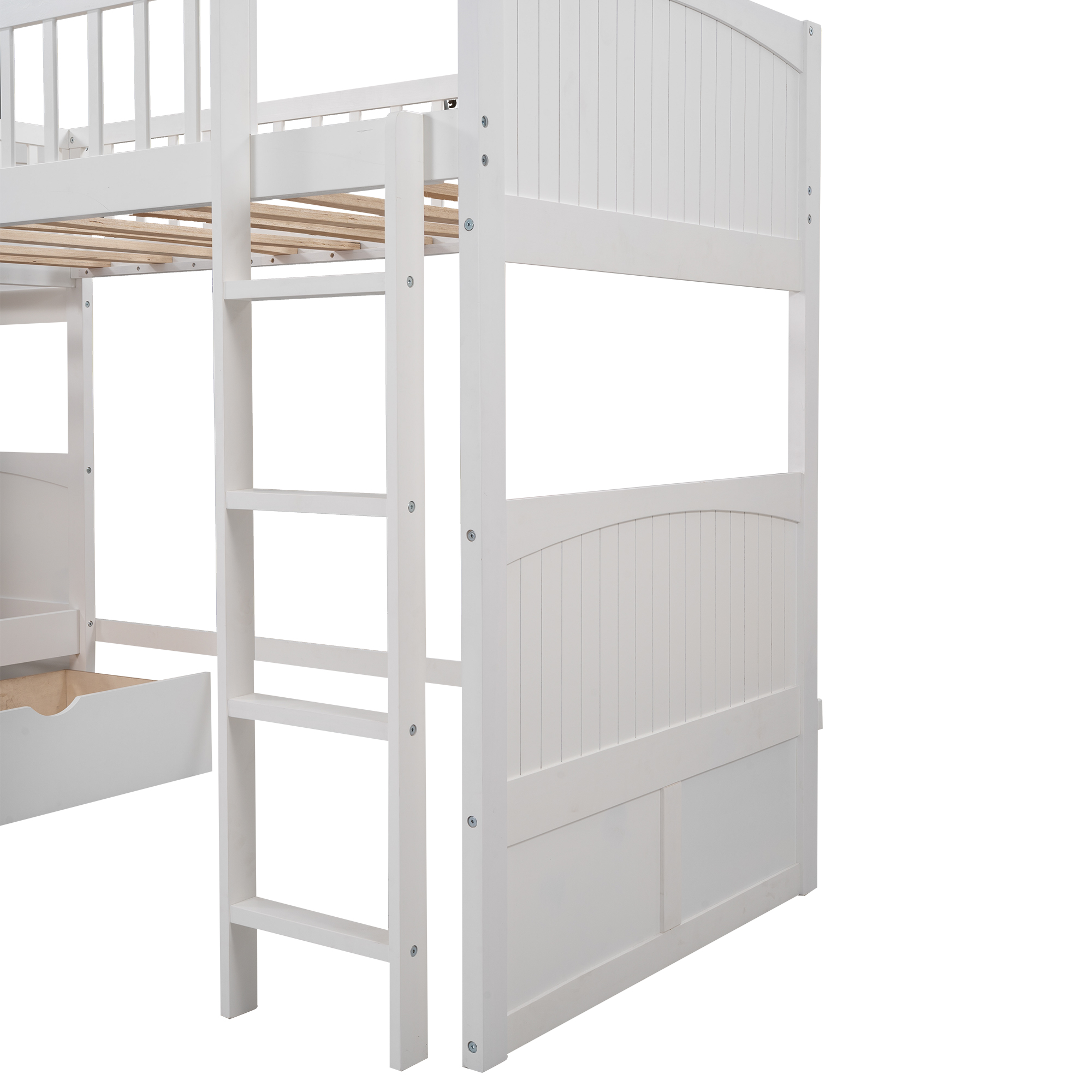 Euroco Wood Bunk Bed Storage, Twin-over-Twin-over-Twin for Children's Bedroom, White - image 7 of 12