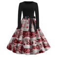 thumbnail image 5 of Christmas Dresses for Women Women's Fashion Round Neck Slim-Fit Christmas Print Long-Sleeved Dress for Christmas Party,Red,XL, 5 of 6