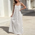 thumbnail image 6 of Yteetum Summer Dresses for Women Sleeveless Boho Print Tie Shoulder Spaghetti Strap Backless Cami Dresses Sundress Casual Solid Loose Comfy Travel Vacation Beach Dress, 6 of 8