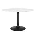 thumbnail image 2 of Modway Lippa 48" Round Artificial Marble and Metal Dining Table in Black/White, 2 of 7