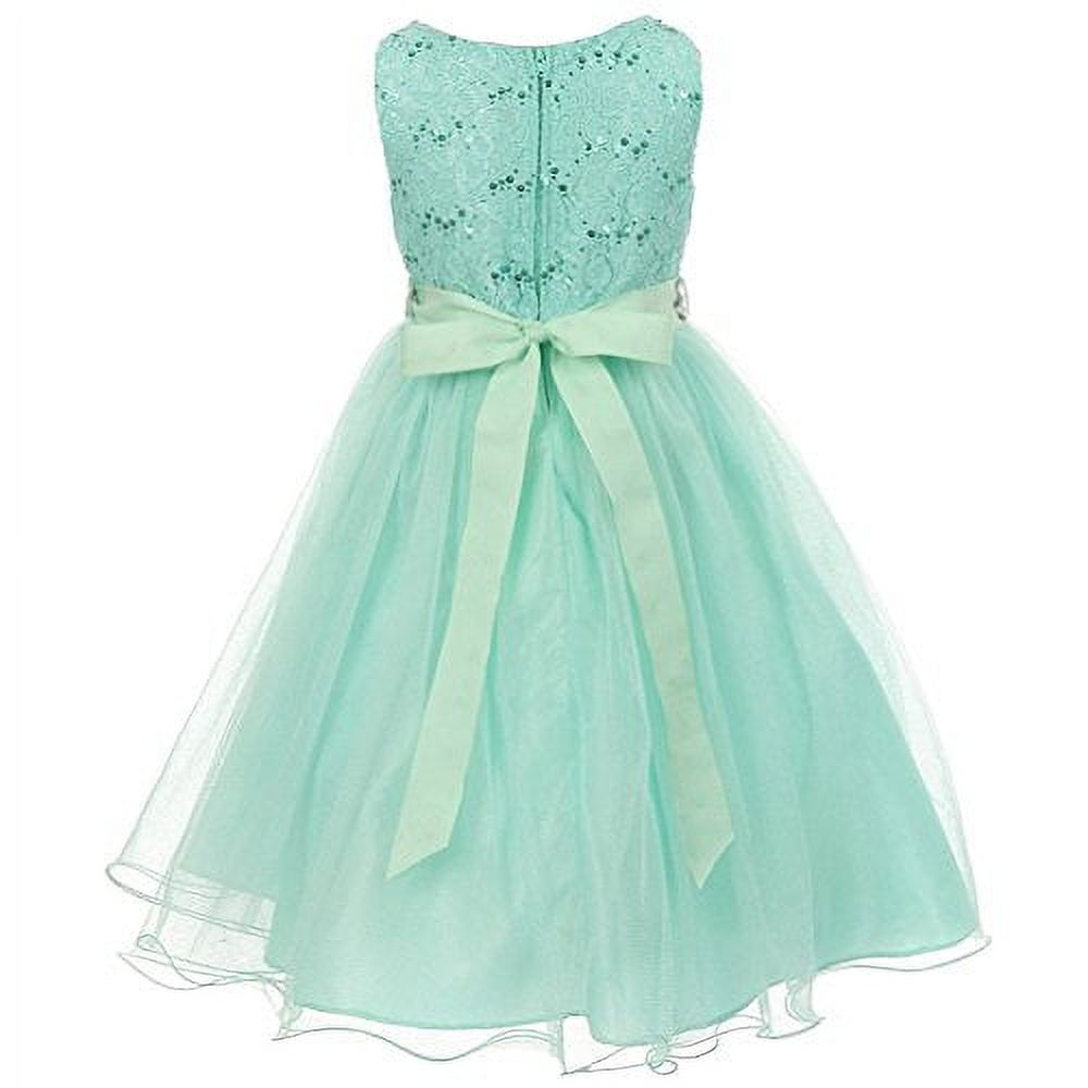 Mint Green and Gold Flower Girl Dress