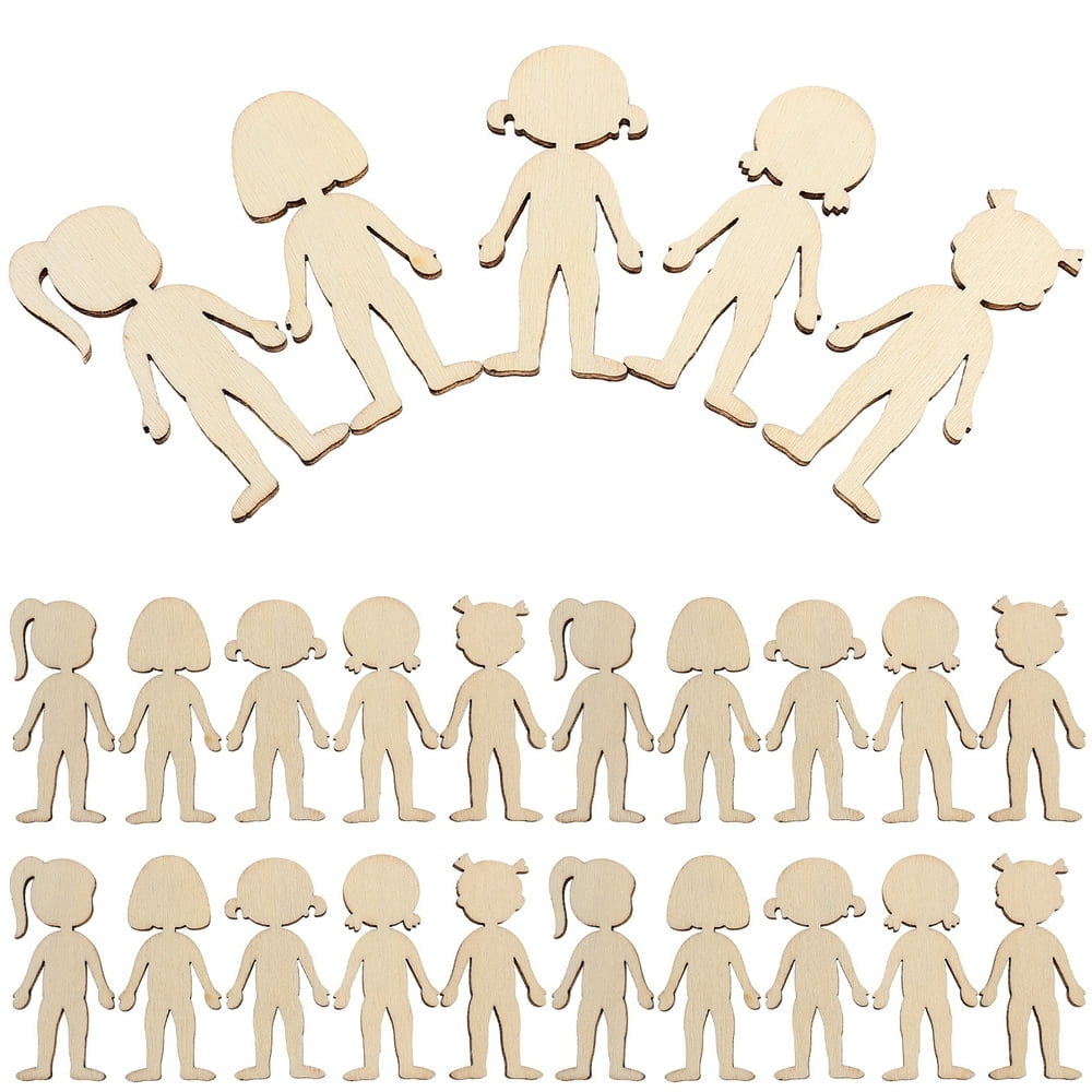 Dosaele 50 Pcs Wooden People Cutouts Large Craft Sticks Jumbo
