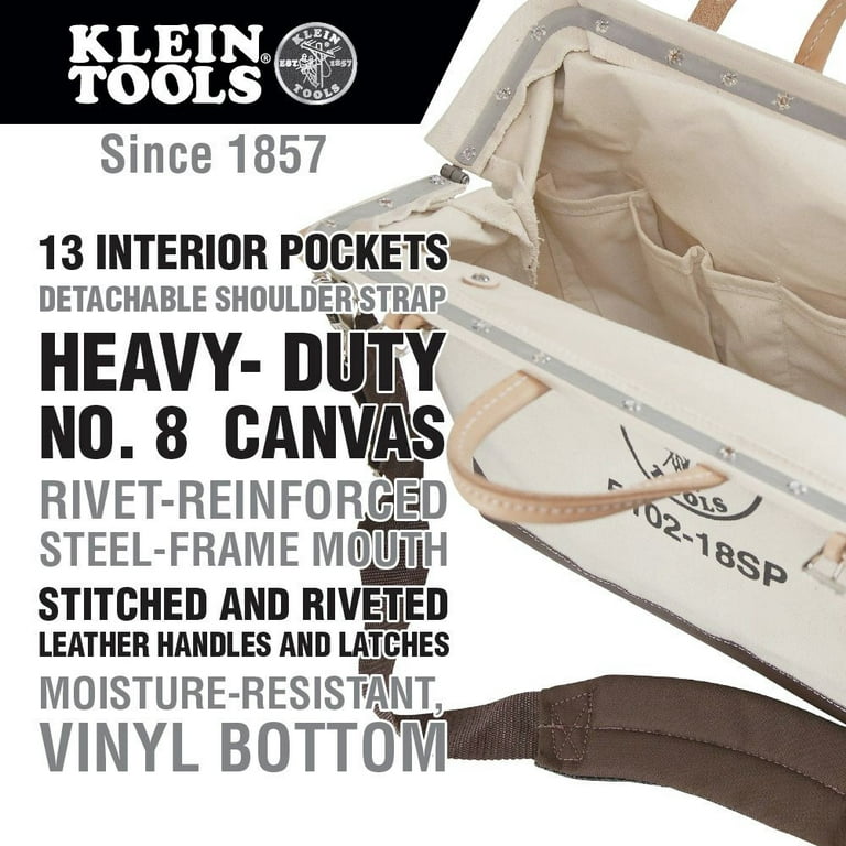 Klein Tools 5102-18SP 18 in. Deluxe Canvas Tool Bag - Walmart.com