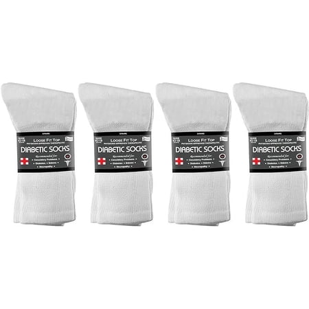 Nobles Health Care Choice Diabetic Crew Socks - 12 Pair 10-13 White