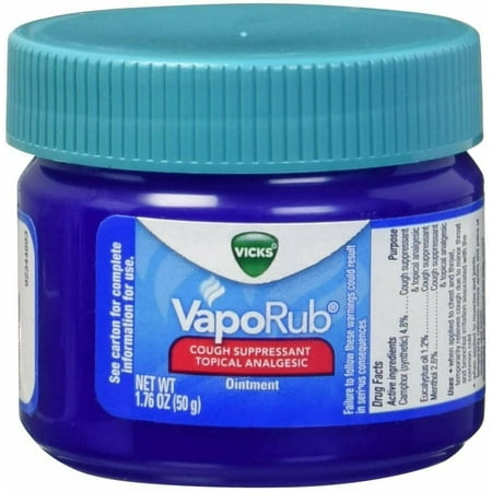 Vicks VapoRub Topical Cough Suppressant Analgesic Ointment, 1.76 oz, 2 Pack