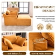 thumbnail image 3 of Oversized Chaise Longue Chair Indoor, Modern Upholstered Corduroy Deep Seat Sofa Bed with Throw Pillows and Armrests, Sleeper Sofa Couch for Living Room, Bedroom Apartment, 3 of 7