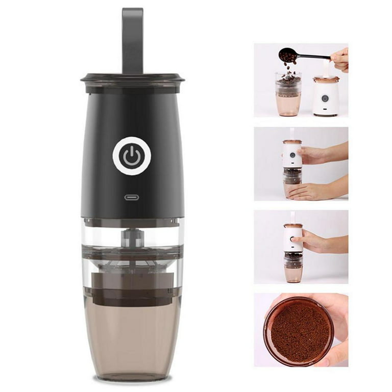 Coffee Grinder Electric with Adjustable Coarseness Ceramic Burrs, Portable  One Touch Electric Spice Coffee Bean Grinder with Clean Brush, Type-C