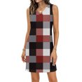 thumbnail image 2 of CIENVNSTG Womens Summer Plaid Printed Sleeveless V-Neck Beach Cover up Dresses Casual Loose Resort Wear Sundresses Tank Dress Swimsuit Coverup Coffee XL, 2 of 5