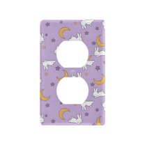 Yayeee Duplex Wall Plate 1-Gang 4.5"x2.7" Home Receptacle Light Switch Decorative Outlet Cover, Purple Cartoon Rabbit Pattern