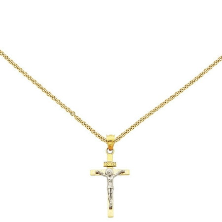 14kt Two-Tone INRI Crucifix Pendant