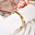 thumbnail image 2 of JeenMata Pulsera de Esclava Adornada con Piedra Verde Pulsera Chapada en Oro Amarillo: Joyería Llamativa para Mujeres, 2 of 5