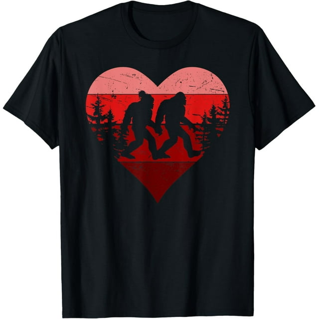 ALVORD T-Shirt Assorti Couple Rétro Bigfoot Journée d'Amour Sasquatch Unisexe P-5TG