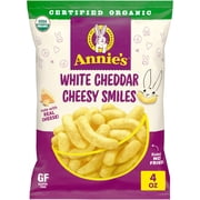 Annie's Organic White Cheddar Cheesy Smiles, Baked Corn Puffs, Gluten Free, 4 oz