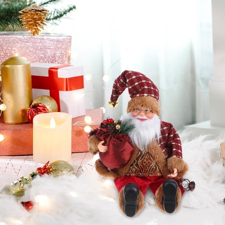 COSMOBETTY Red Sitting Santa Claus 1Pack 15.5 x 34 x 4 Christmas Ornaments and Indoor Use