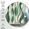 thumbnail image 6 of Green Shower Curtain, Modern Abstract Navy Green and White Striped Shower Curtain Set for Bathroom,Cute Waterproof Polyester Shower Curtain with Hooks, 72X72IN, 6 of 8