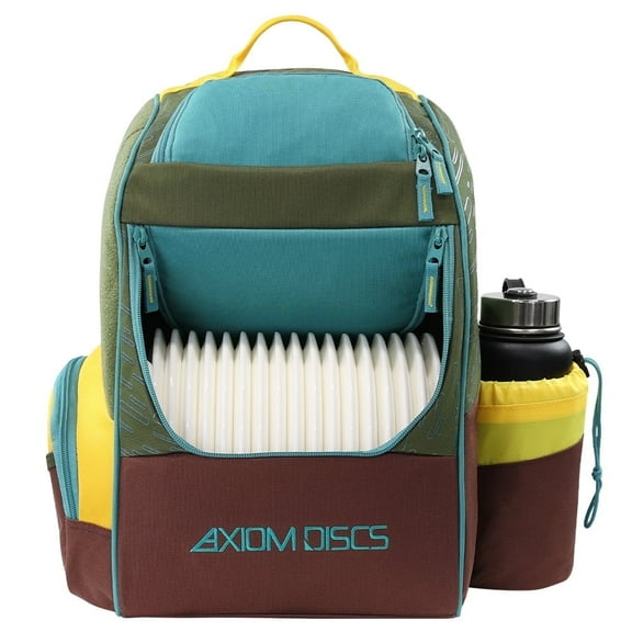 Axiom Discs Shuttle Disc Golf Backpack Bag (Olive/Tropic Blue/Golden Yellow)
