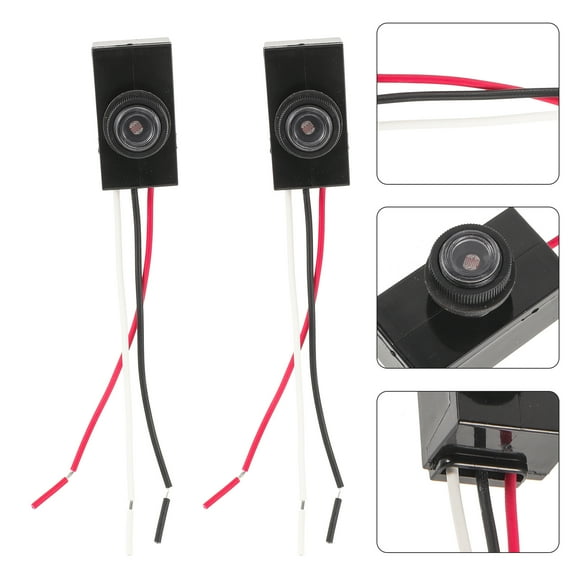 2PCS Outdoor Hard-Wired Post Eye Light Control Electric Resistor Photocell Light Sensor, Dusk to Dawn Sensor Black