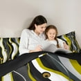 thumbnail image 5 of Manfei Geometric Line Circle 7-Piece Twin Bedding Sets,Polka Dot Striped Bedding Comforter Set,Yellow Gray Black Sheet Sets For Boys,Ultra Soft Home Decor Reversible, 5 of 9
