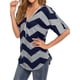 thumbnail image 5 of Camiseta de mujer de manga corta con cremallera, cuello en V, raya, blusa informal, azul, S Vogacara AP001585-09, 5 of 7