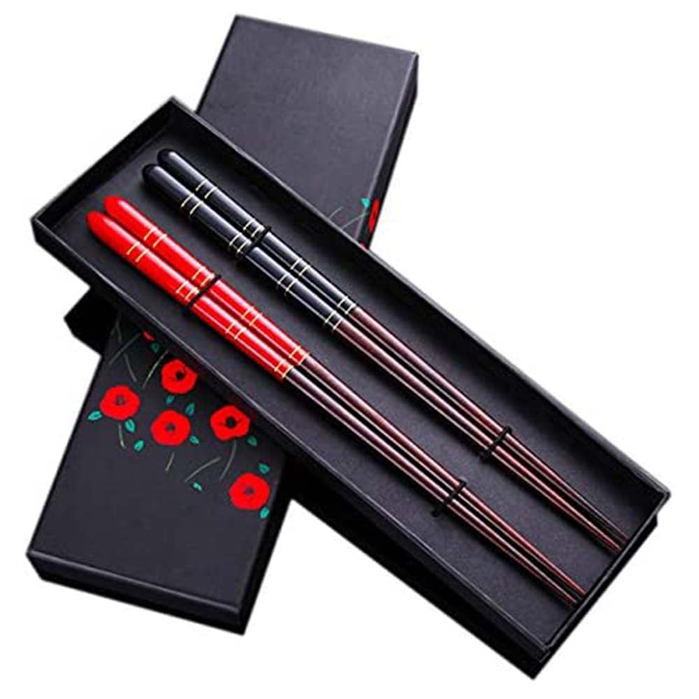 2 Pairs Natural Wood Chopsticks With Case Reusable Kuwait Ubuy