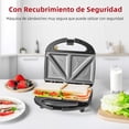 thumbnail image 4 of Sandwichera Eléctrica Antiadherente 750w Kimhi Rápido Calentamiento Placas Doble Para 2 Sandwiches Fácil De Usar Diseño Práctico Y Portatil Ideal Para Desayunos, Oficina O Cocina Color Negro, 4 of 7