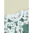 thumbnail image 4 of Infant Boys Summer Outfits Dinosaur Print Short Sleeve T-Shirts Tops Elastic Waist Shorts Set, 4 of 8