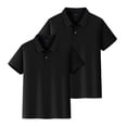thumbnail image 3 of 2PC Polo Shirts Kids School Uniform Relaxed Fit Back To School Short Sleeve Button-Up Tee Shirts Comfy Solid Color Pullover for Boys & Girls Black 3-4 Years, 3 of 7