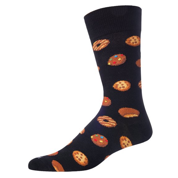 MeMoi Men's Tasty Cookies Bamboo Blend Novelty Crew Sock - Mens - Male, 10-13, Medium Gray
