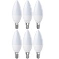 thumbnail image 1 of 6 Pack E14 LED Candle Light Bulbs - Cool White 6500K, 5W 600 Lumens, Non-Dimmable, 240 Beam Angle, 1 of 5