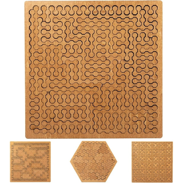 Fractal Tray Puzzles, Hard Difficult Wooden Jigsaw Puzzles for Adults, Unique Irregular Creative Labyrinth Impossible Difficult, Reverse Thinking Puzzle, No Image Puzzle (C)