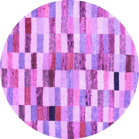Ahgly Company Indoor Round Abstract Purple Contemporary Area Rugs, 7' Round