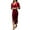 Wine Red, variant on Women's Ruched Surplice Half Sleeve Dress with Slit and Stretch 95% Polyester 5% Spandex Perfect for Party Wear