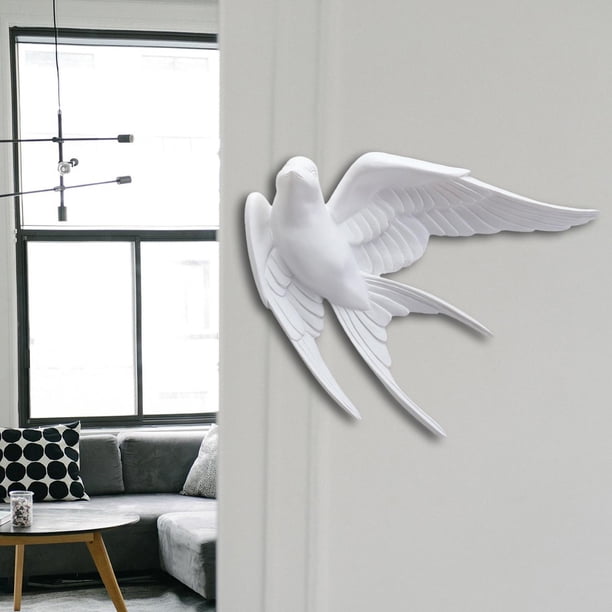 Decoración de Pared Pájaros de Resina Soledad Esculturas de Gorrión 3D Arte Colgante