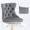 thumbnail image 6 of ODUSE-DAILY Gray Velvet Bar Stools Set of 4 - Adjustable Swivel Counter Height Chairs with Tufted Back and Nailhead Trim for Kitchen Island Pub Restaurant (4Pcs, Gold Metal, Grey), 6 of 12