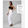 thumbnail image 4 of roswear Women's Stretchy Wide Leg Jeans Cuffed Denim Pants, 30" Inseam, Size 4-16, 4 of 6
