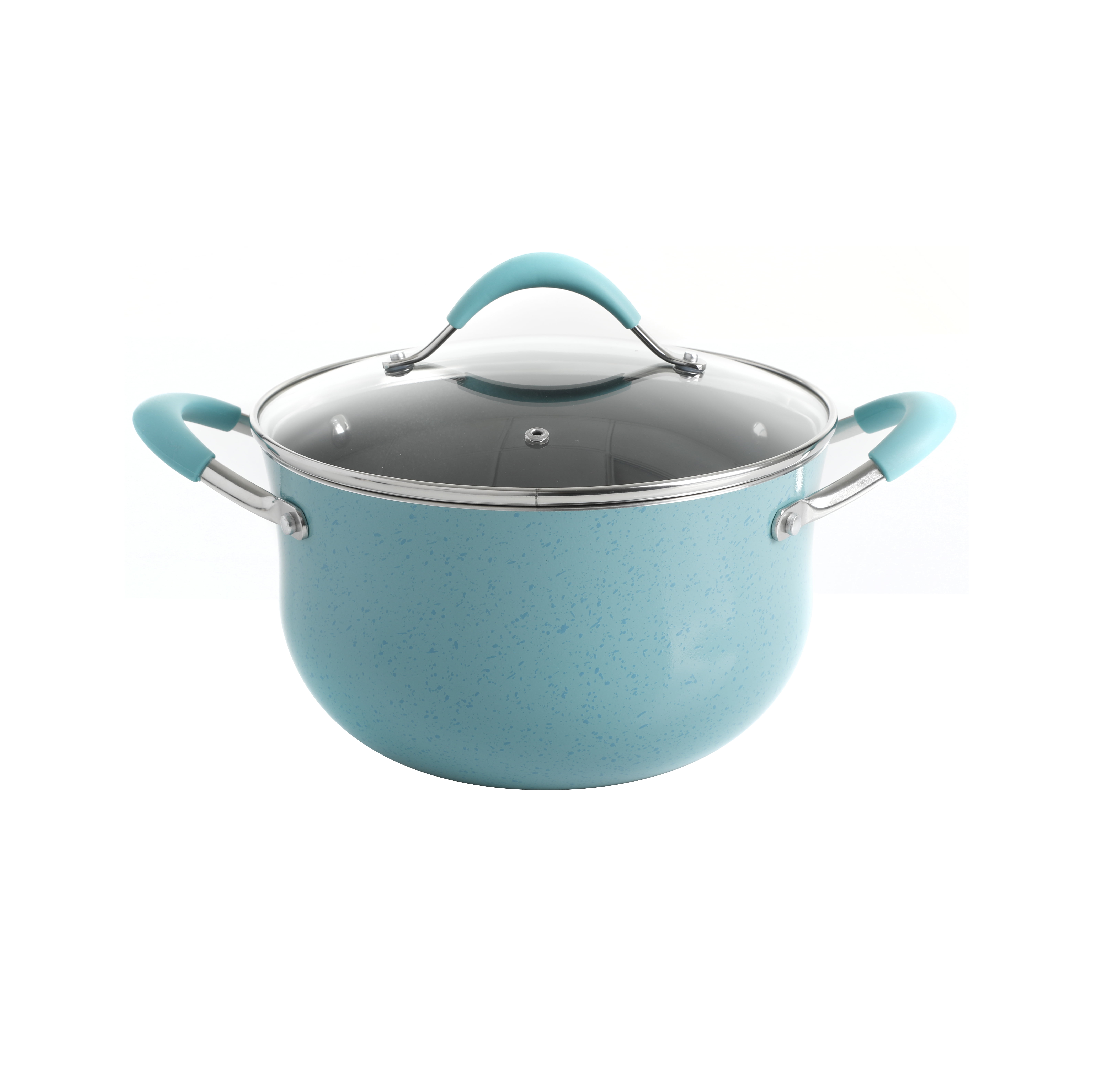 The Pioneer Woman Frontier Speckle 24-Piece Nonstick Cookware Set with Soft Grip Handles, Turquoise