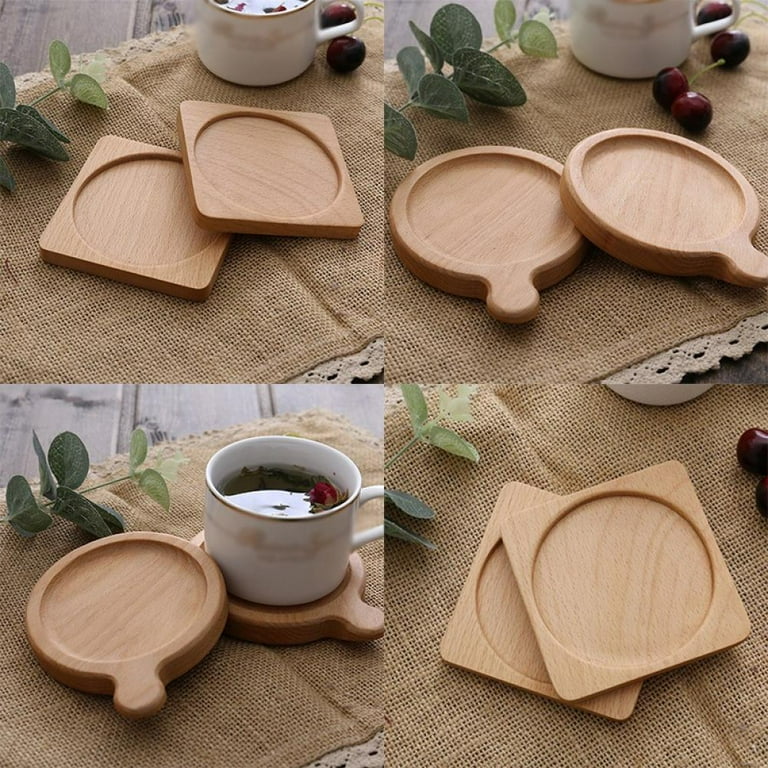 Durable Heat Resistant Beech Wood Tea Coffee Cup Pad Placemats