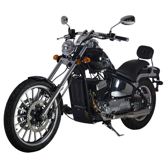 Motocicleta Iron Clan Chopper Spyder 400cc color negra con flamas 2026