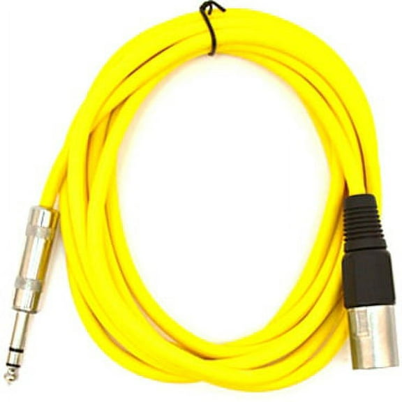 Seismic Audio SATRXL-M10, Yellow 10 Foot XLR Male to TRS Patch Cable