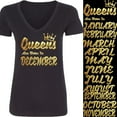 thumbnail image 2 of New GOLD Queens Are Born In October Months VNECK Tshirt Birthday Party Tee Shirt Size Large, 2 of 3