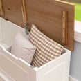 thumbnail image 3 of Linon Troyin Backless 2 Tone Storage Nook and Round Table in Natural/White Wood, 3 of 10